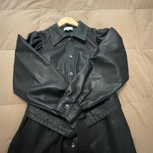 FRNCH Black Faux Leather Dress